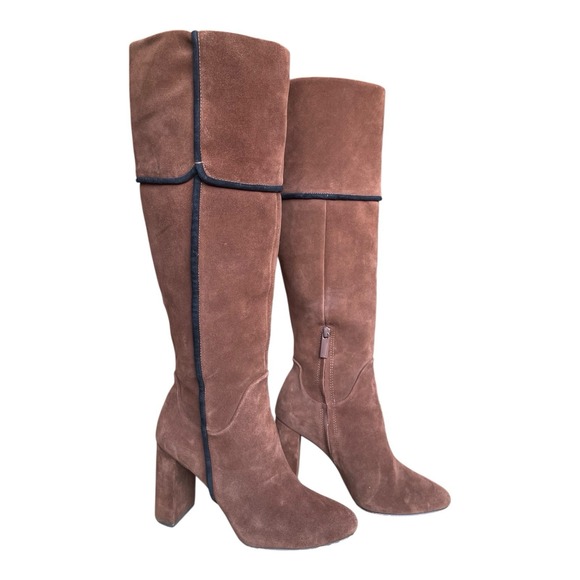 Ad & Daughters Shoes - AD & Daughters Knee High Brown Suede Block Heel Boot Size 9 Retail $300